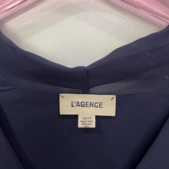 L'AGENCE Mariposa Blouse Midnight Navy XS - Picture 9 of 13